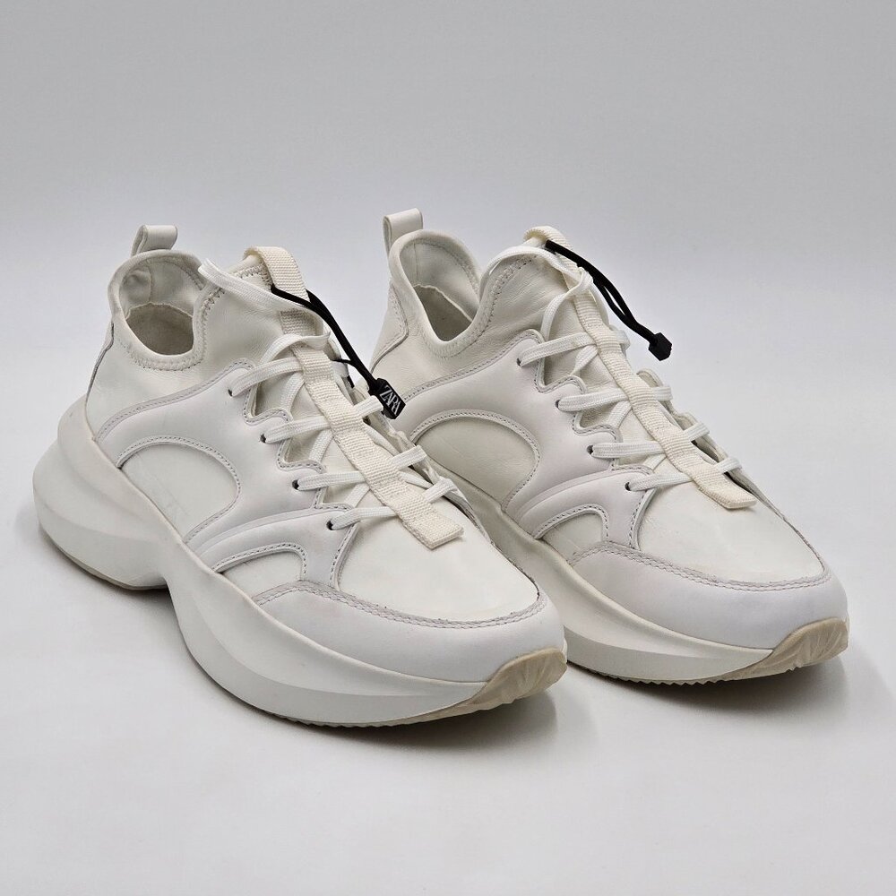 Zara Leather Sneakers - Running Shoes - NWT - Picture 2 of 16